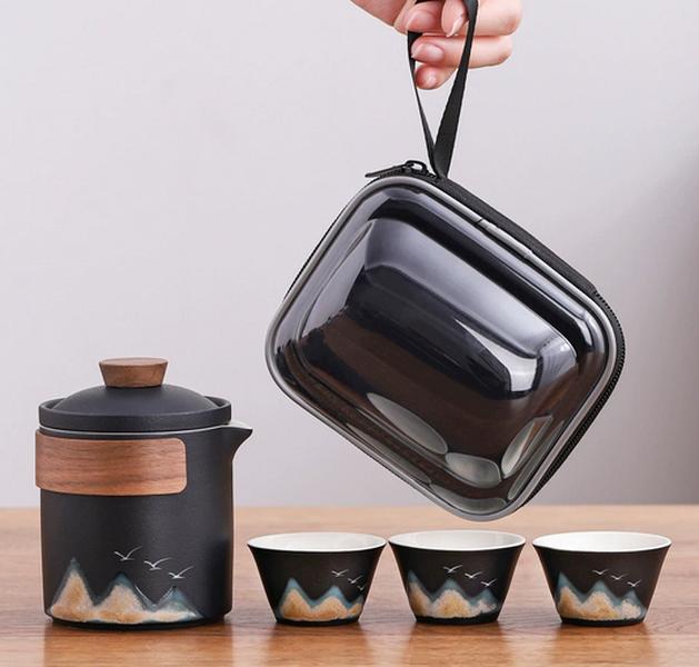 Wanlishanhe one pot three cups travel portable tea set