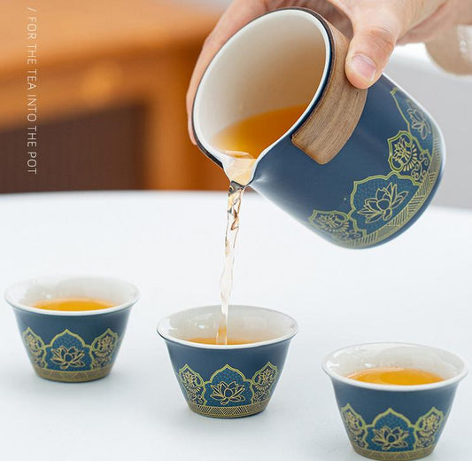 Blue and Gold Portable Tea Set