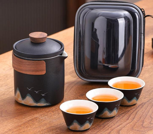 Wanlishanhe one pot three cups travel portable tea set