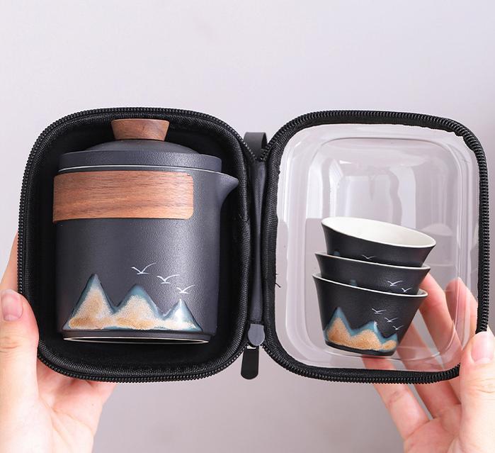 Wanlishanhe one pot three cups travel portable tea set