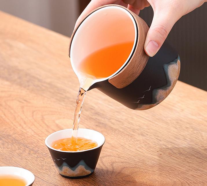 Wanlishanhe one pot three cups travel portable tea set