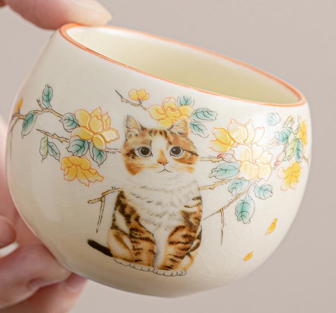 Ru kiln pure charm beige crackle tea cup