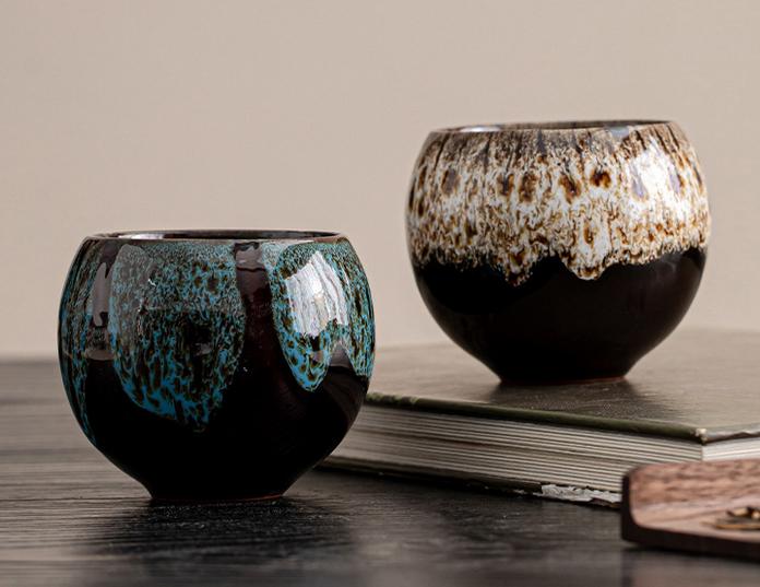 Tianmu Glaze Jianzhan Ice Crack Dragon Egg Cup