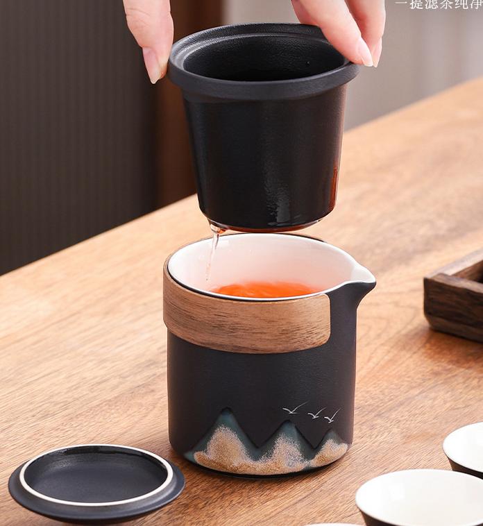 Wanlishanhe one pot three cups travel portable tea set