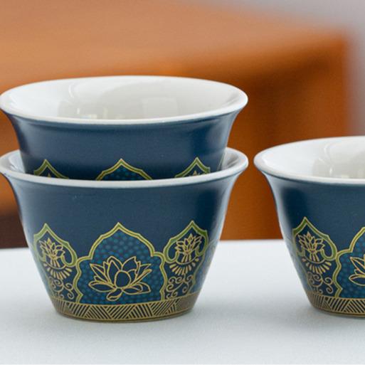 Blue and Gold Portable Tea Set