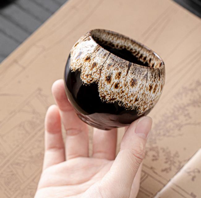 Tianmu Glaze Jianzhan Ice Crack Dragon Egg Cup