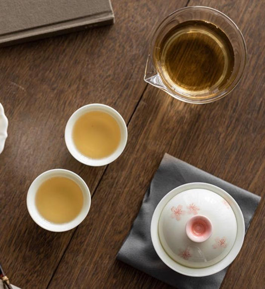 Hand-painted cherry blossom travel portable tea set