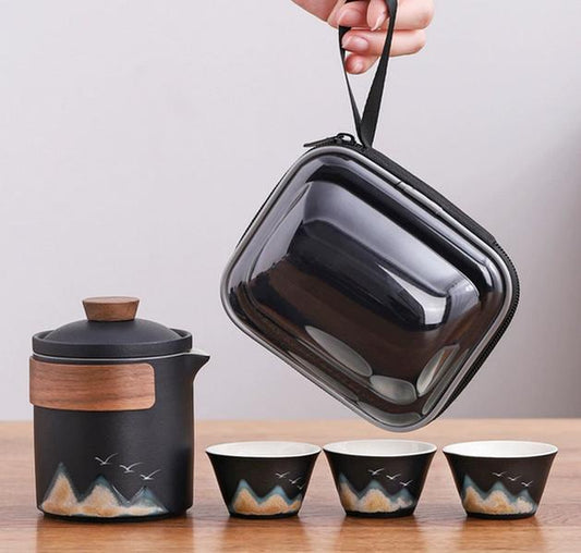 Wanlishanhe one pot three cups travel portable tea set