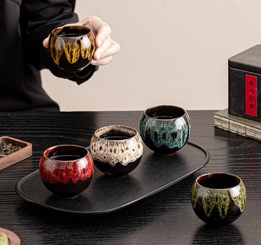 Tianmu Glaze Jianzhan Ice Crack Dragon Egg Cup