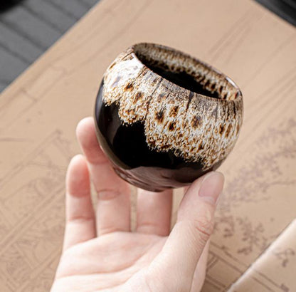 Tianmu Glaze Jianzhan Ice Crack Dragon Egg Cup