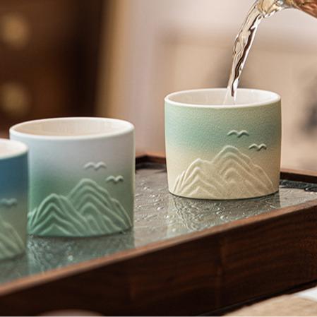 Yuanshan porcelain teacup set