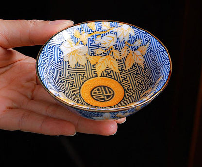 blue and white porcelain tea bowl tea set